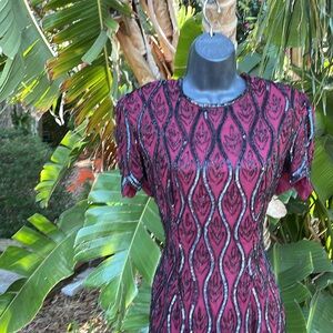 Beaded and sequin vintage fabulosity with frontt slit